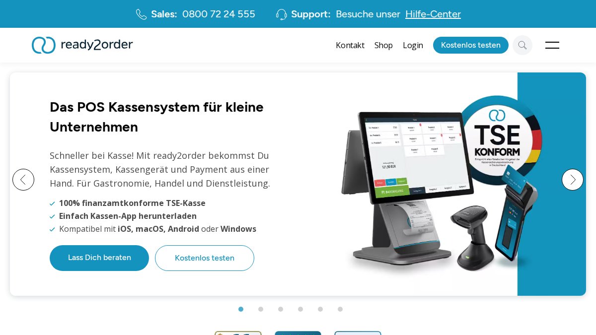 Screenshot of ready2order.com interface