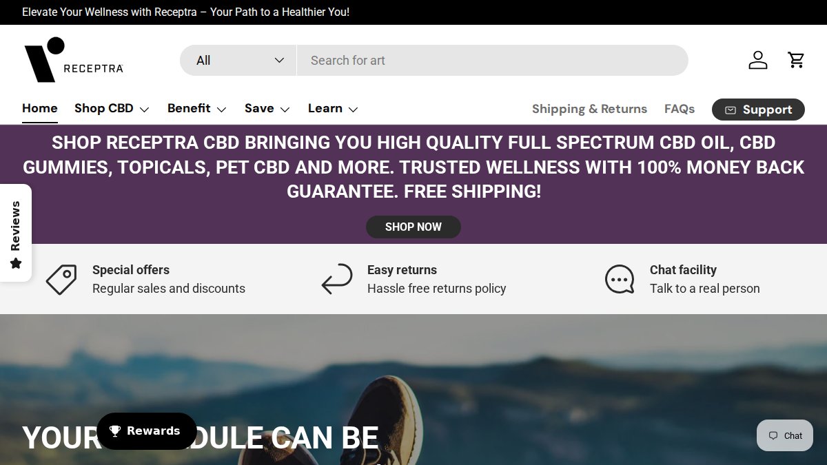Screenshot of receptranaturals.com interface