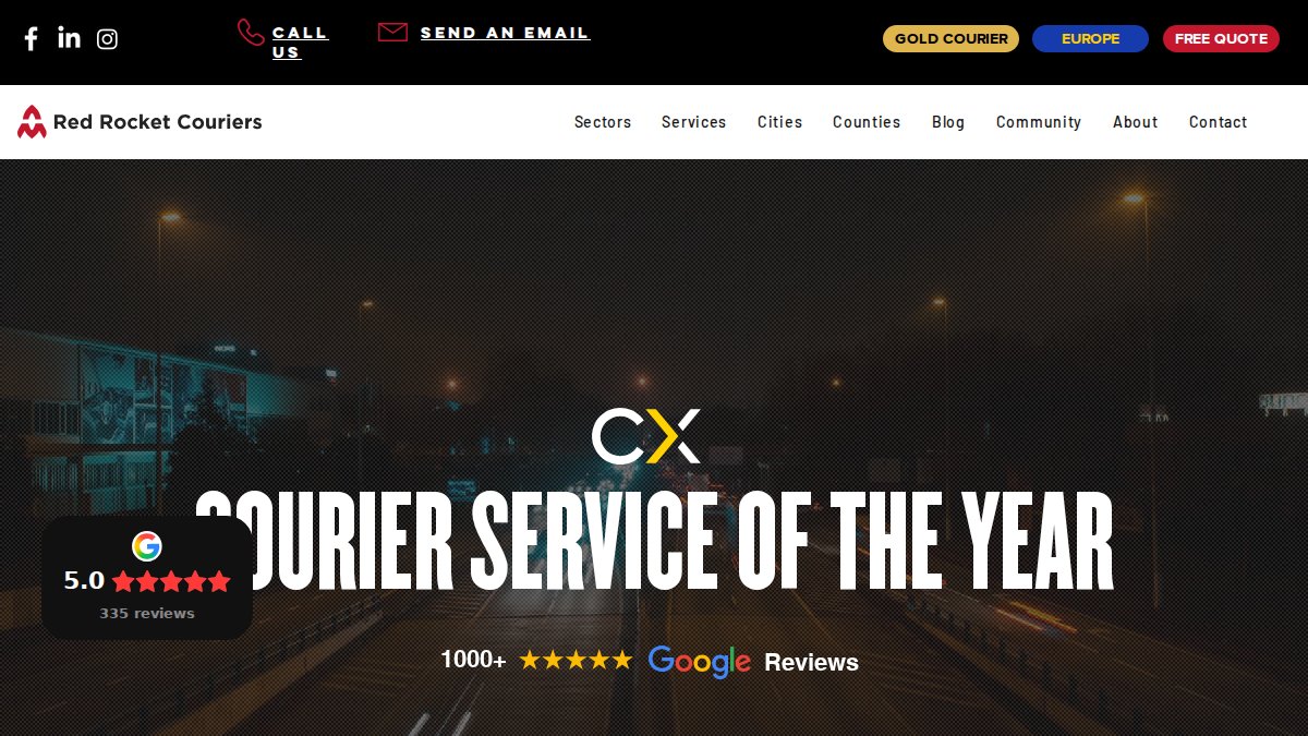 Screenshot of redrocketcouriers.com interface