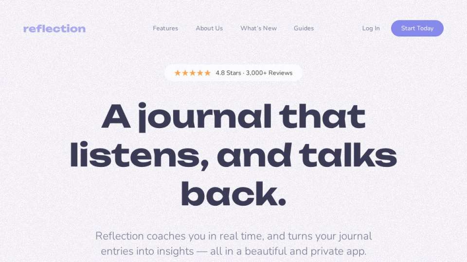 Screenshot of reflection.app interface