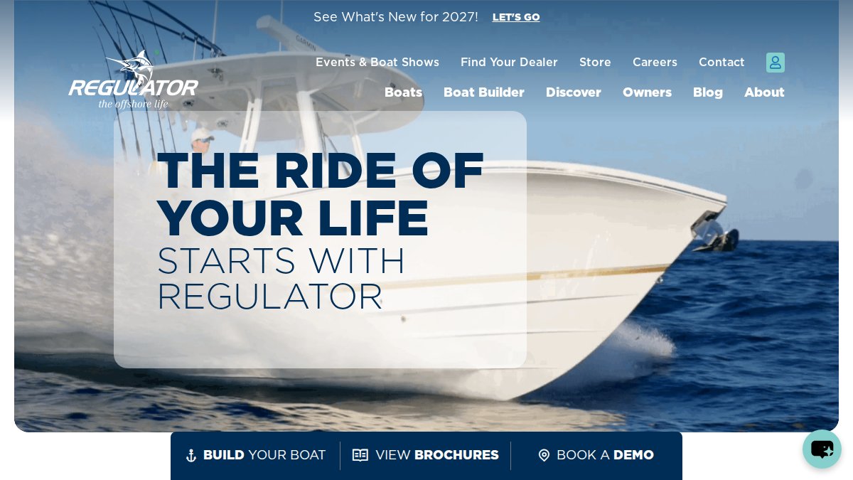 Screenshot of regulatormarine.com interface