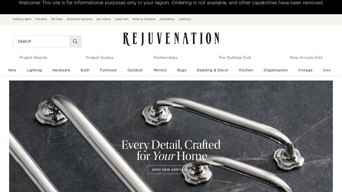 Screenshot of rejuvenation.com interface