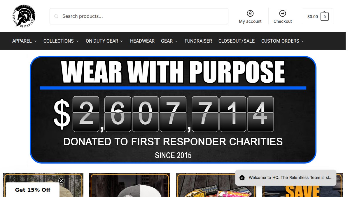 Screenshot of relentlessdefender.com interface