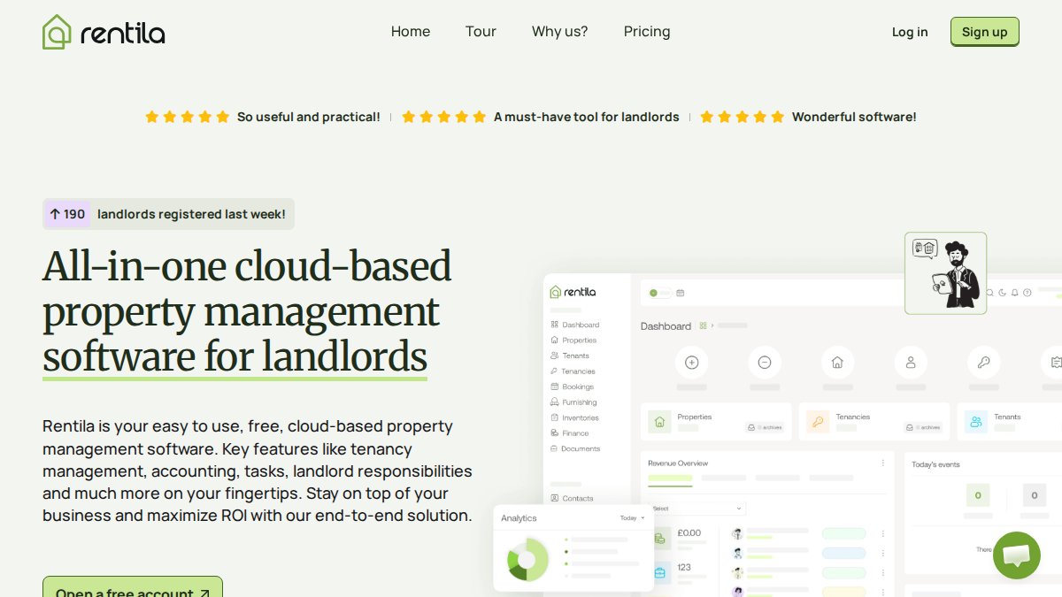 Screenshot of rentila.co.uk interface