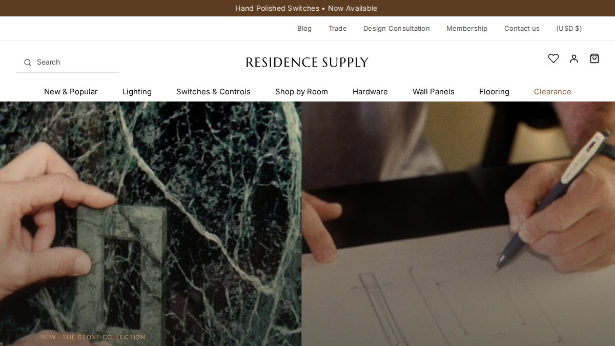 Screenshot of residencesupply.com interface