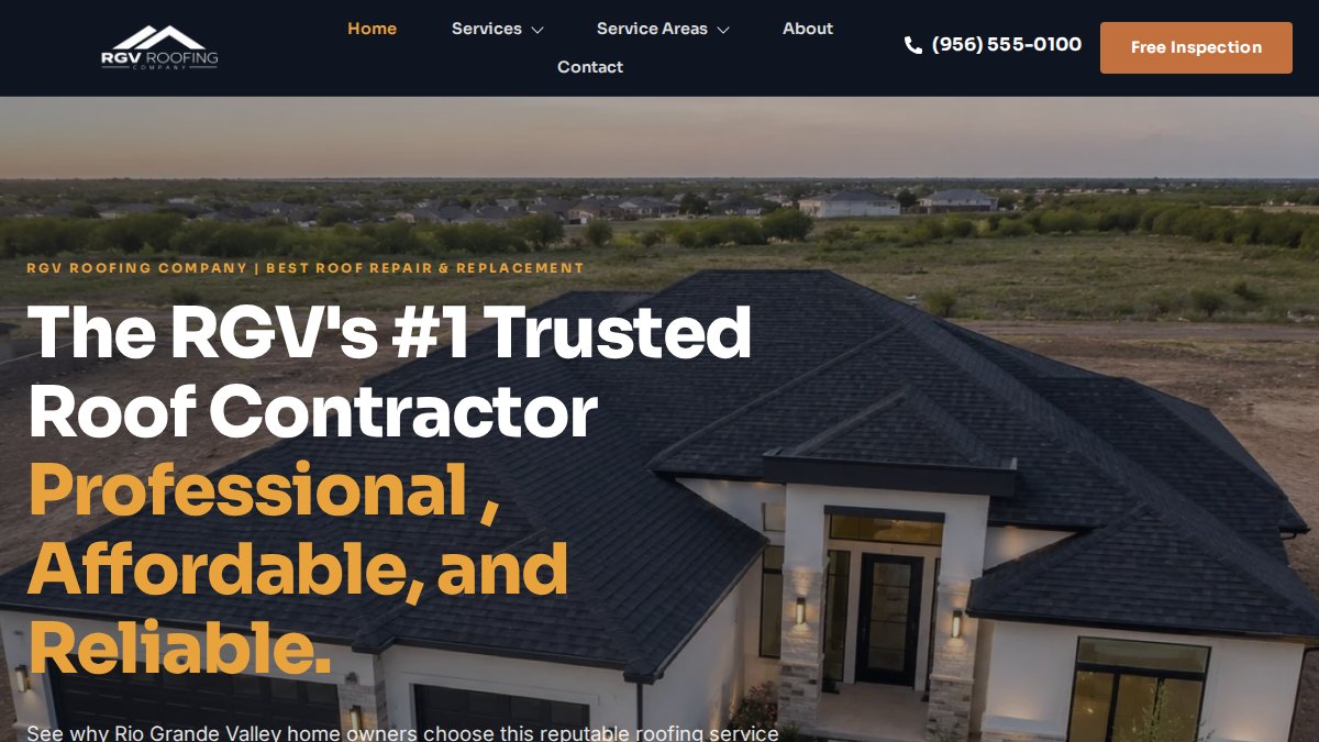 Screenshot of rgvroofingcompany.com interface