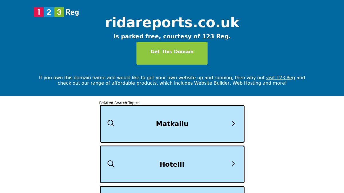 Screenshot of ridareports.co.uk interface