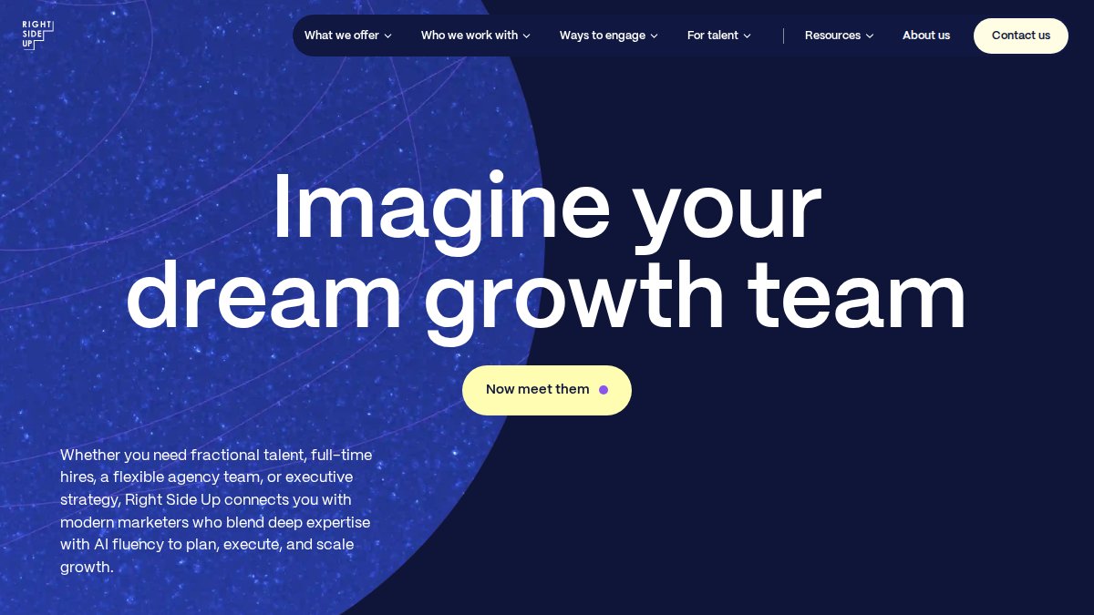 Screenshot of rightsideup.com interface