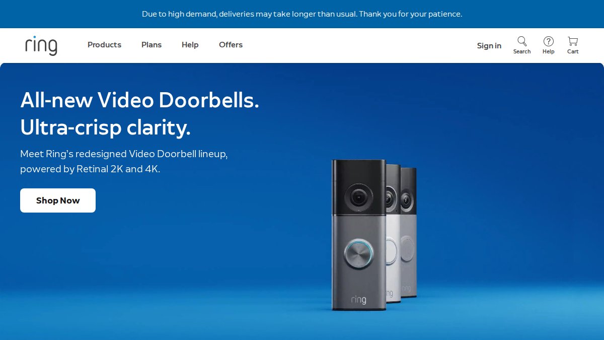 Screenshot of ring.com interface