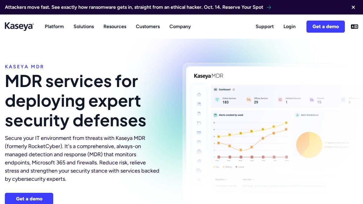 Screenshot of rocketcyber.com interface