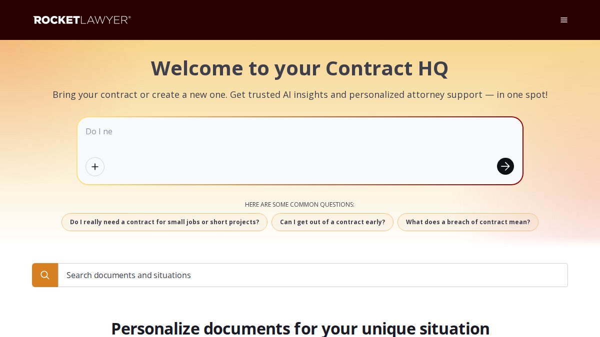 Screenshot of rocketlawyer.com interface