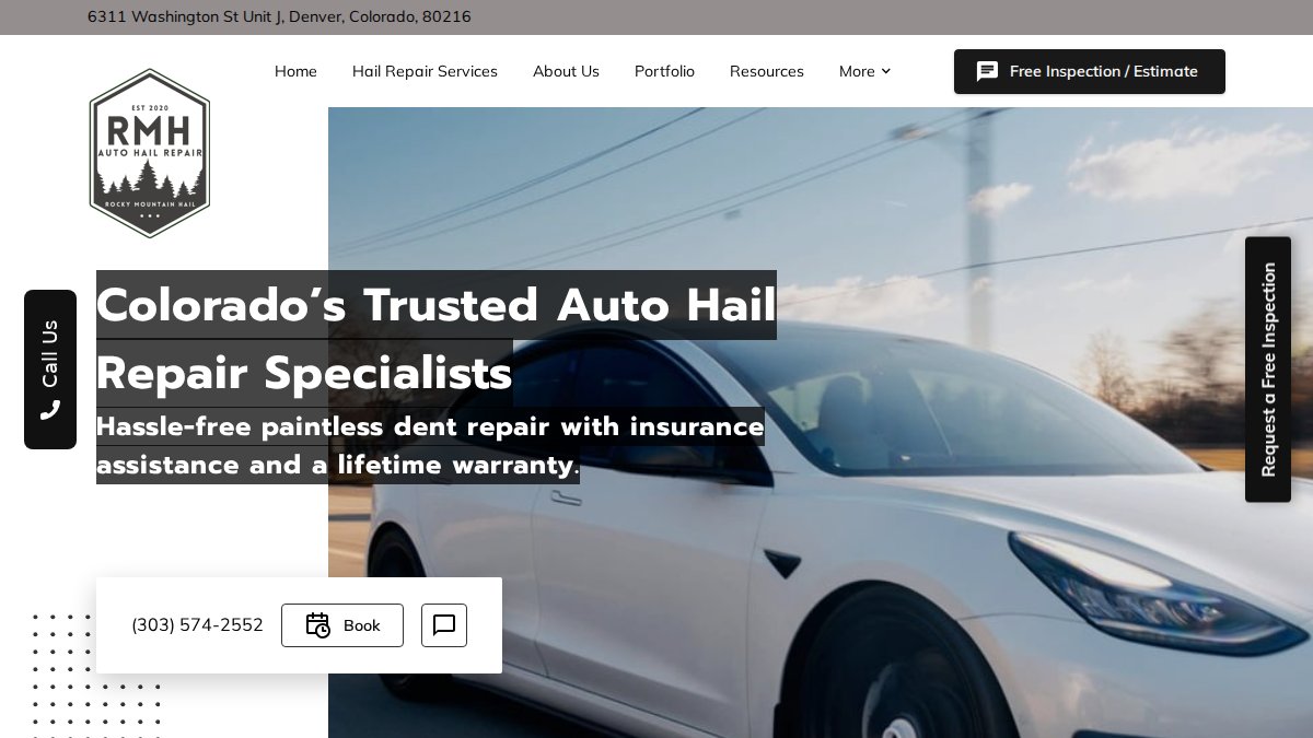 Screenshot of rockymountainhail.com interface