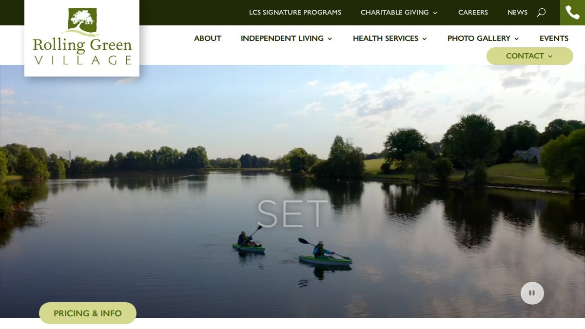 Screenshot of rollinggreenvillage.com interface