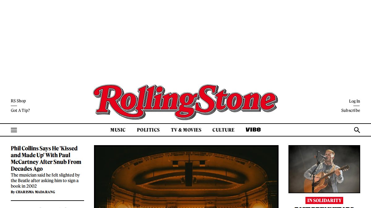 Screenshot of rollingstone.com interface