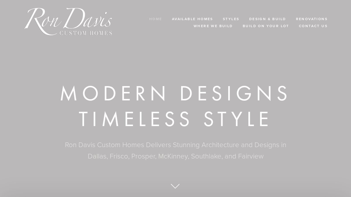 Screenshot of rondaviscustomhomes.com interface