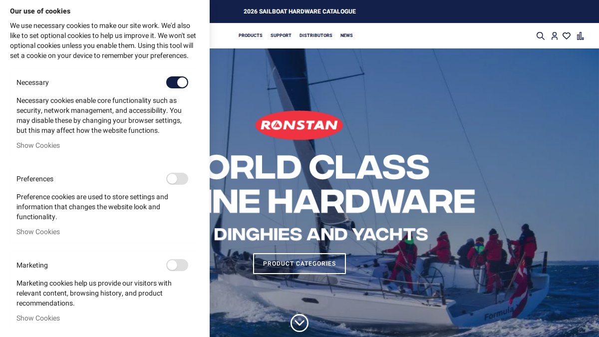 Screenshot of ronstan.com interface