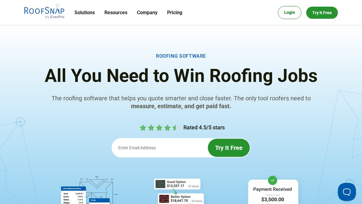 Screenshot of roofsnap.com interface