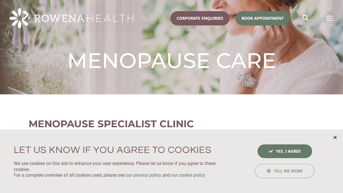 Screenshot of rowenahealth.co.uk interface