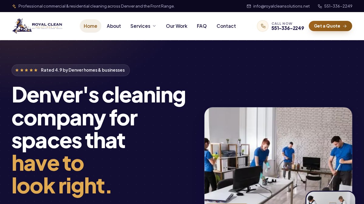Screenshot of royalcleansolutions.net interface