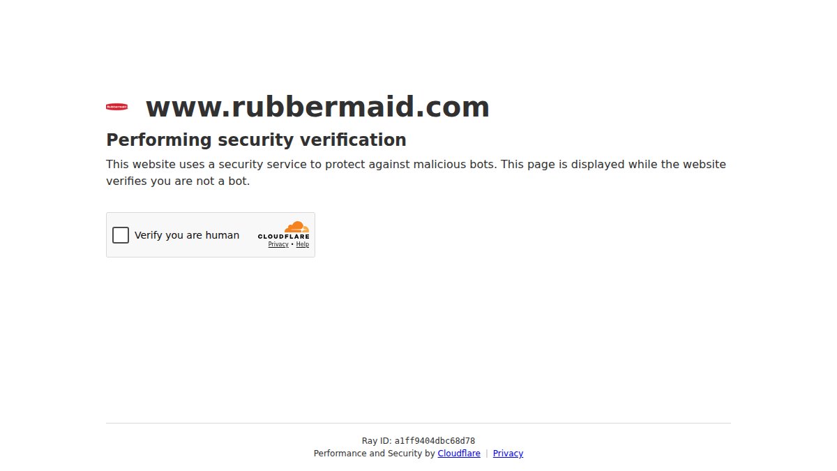 Screenshot of rubbermaid.com interface
