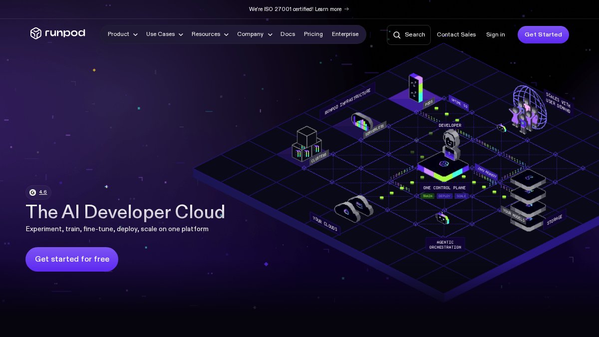 Screenshot of runpod.io interface