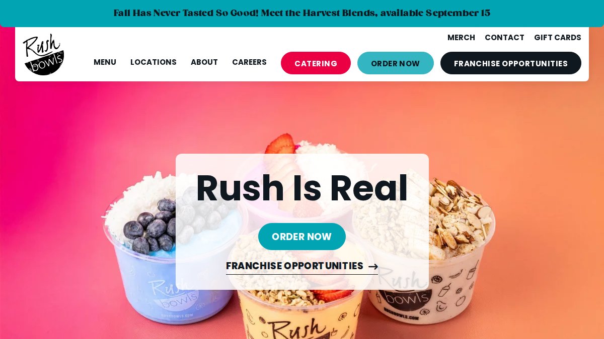 Screenshot of rushbowls.com interface