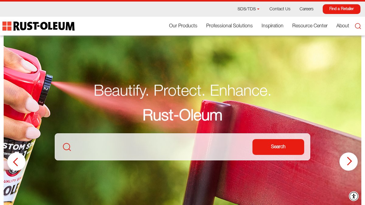 Screenshot of rustoleum.com interface