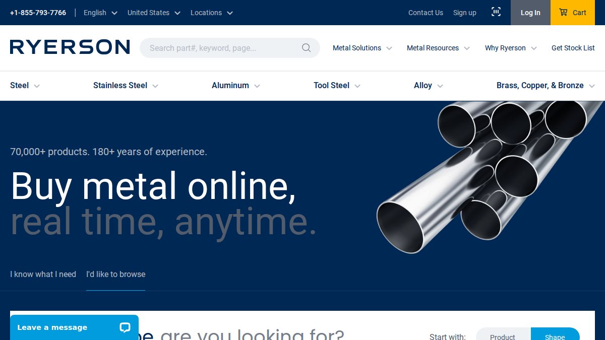 Screenshot of ryerson.com interface