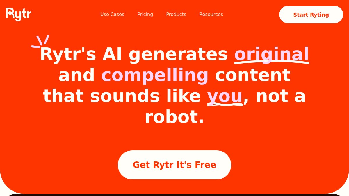 Screenshot of rytr.me interface