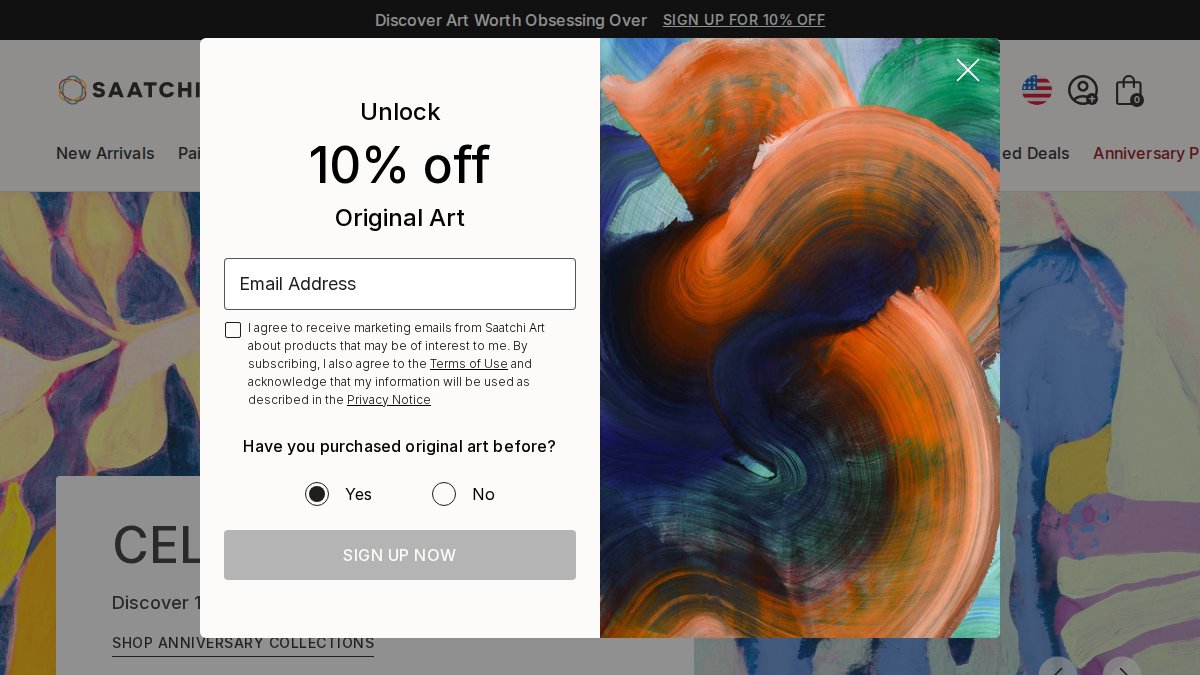 Screenshot of saatchiart.com interface
