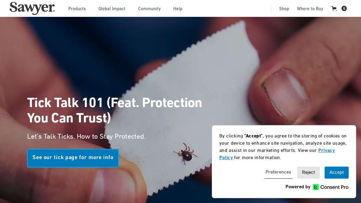 Screenshot of sawyer.com interface