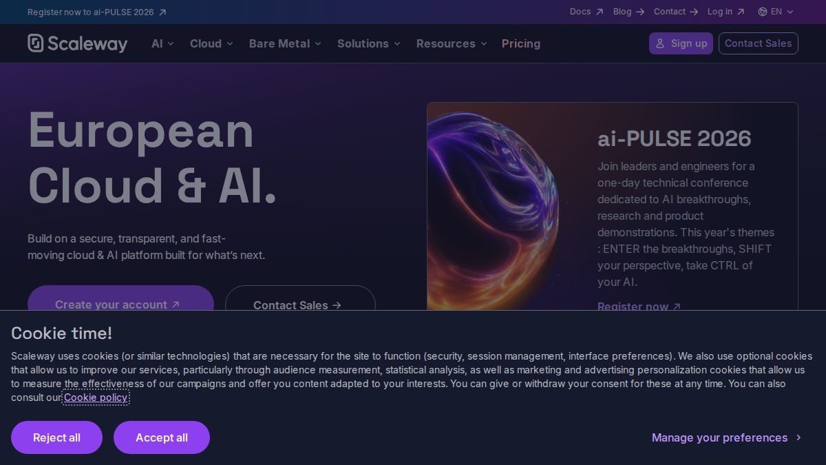 Screenshot of scaleway.com interface