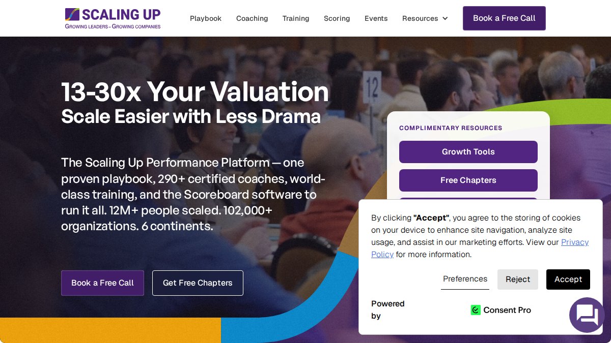 Screenshot of scalingup.com interface