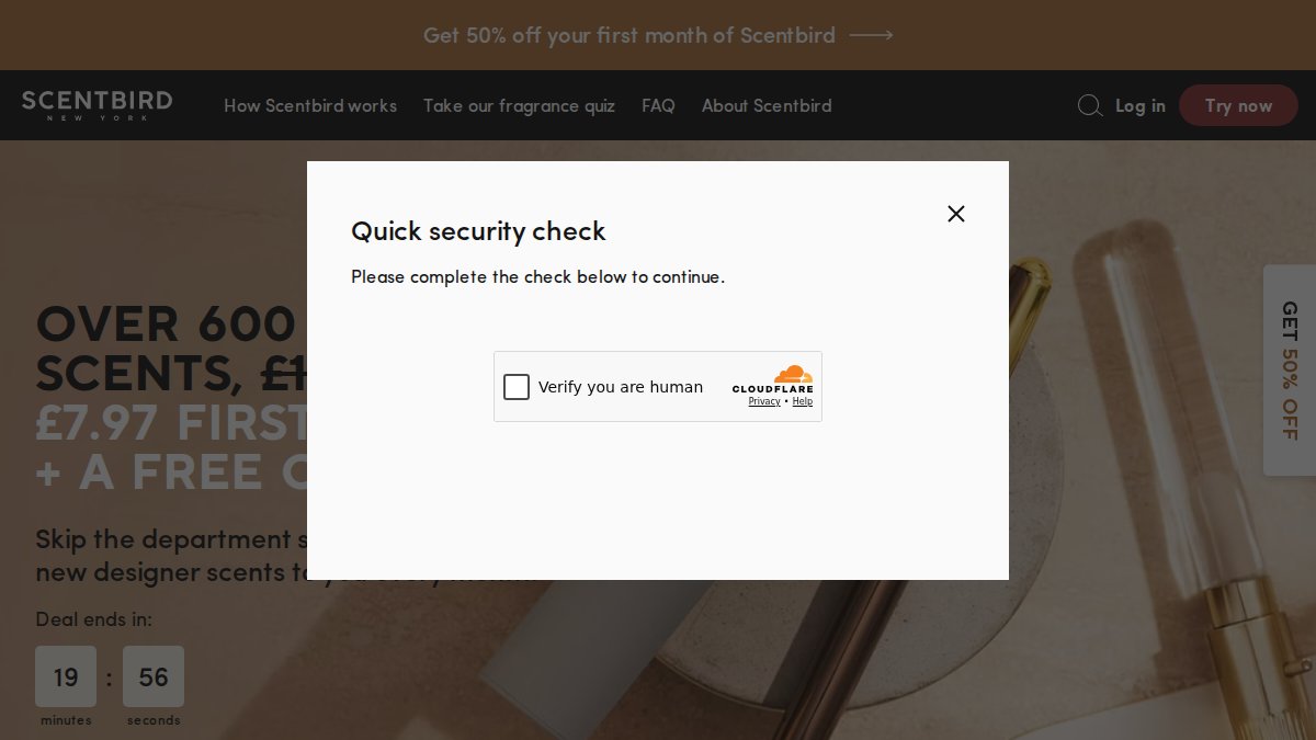Screenshot of scentbird.com interface