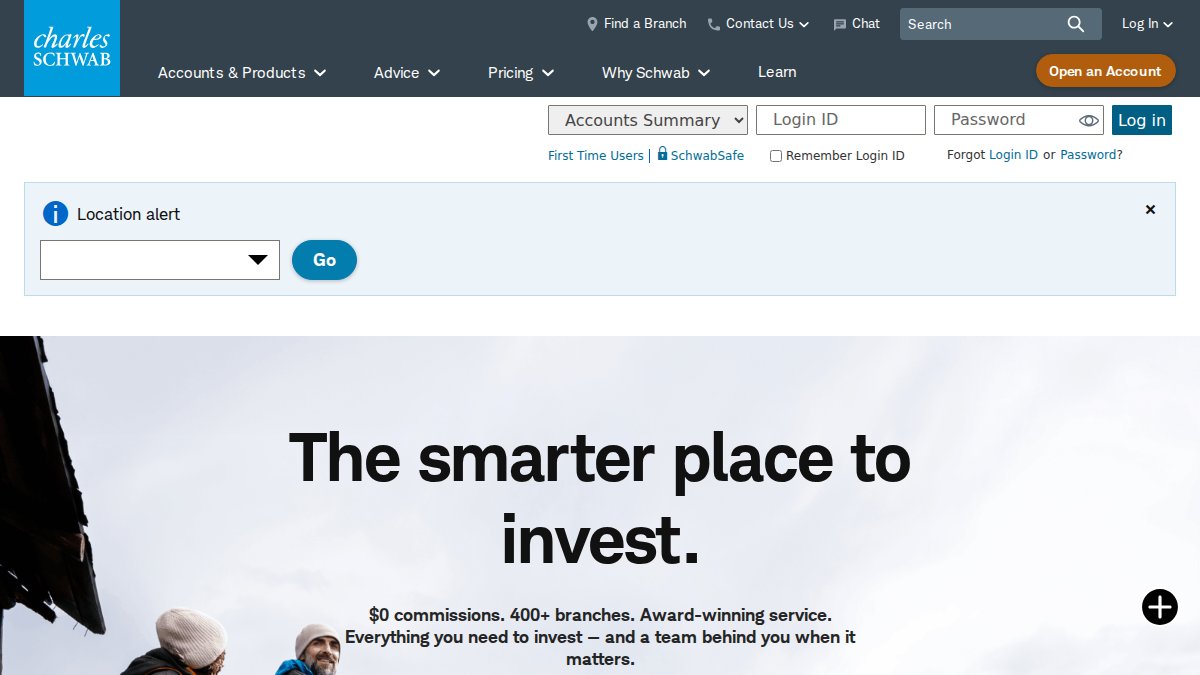 Screenshot of schwab.com interface