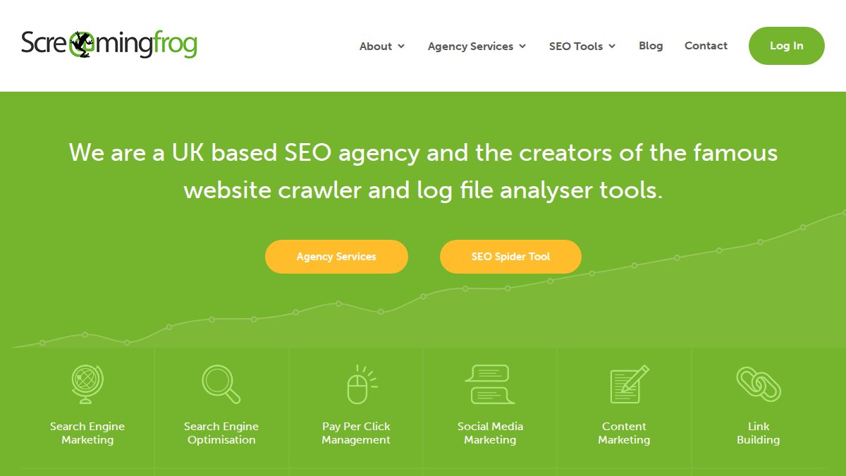 Screenshot of screamingfrog.co.uk interface
