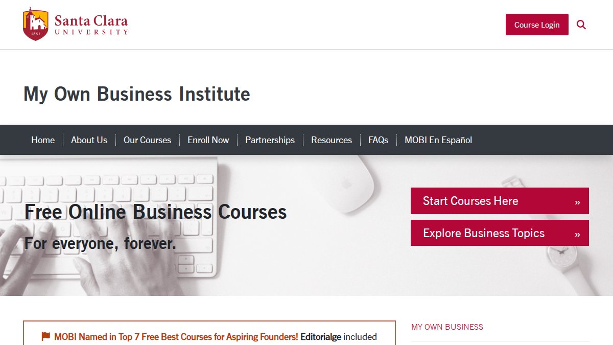 Screenshot of Mobi page on scu.edu