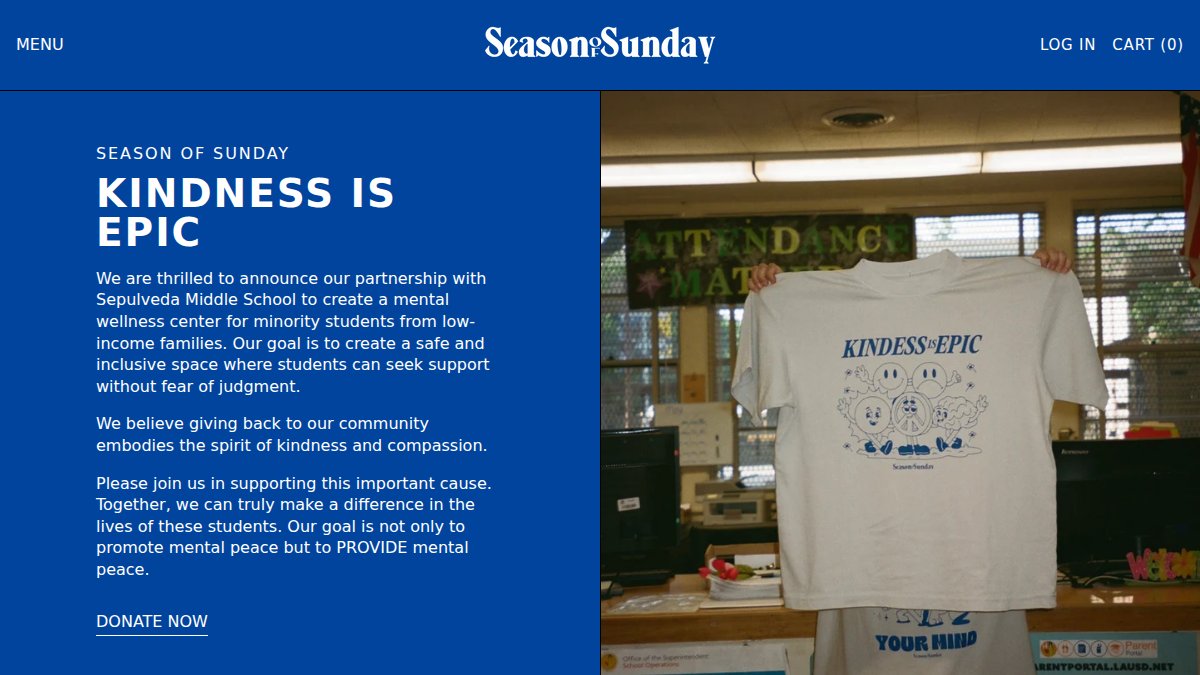 Screenshot of seasonofsunday.com interface