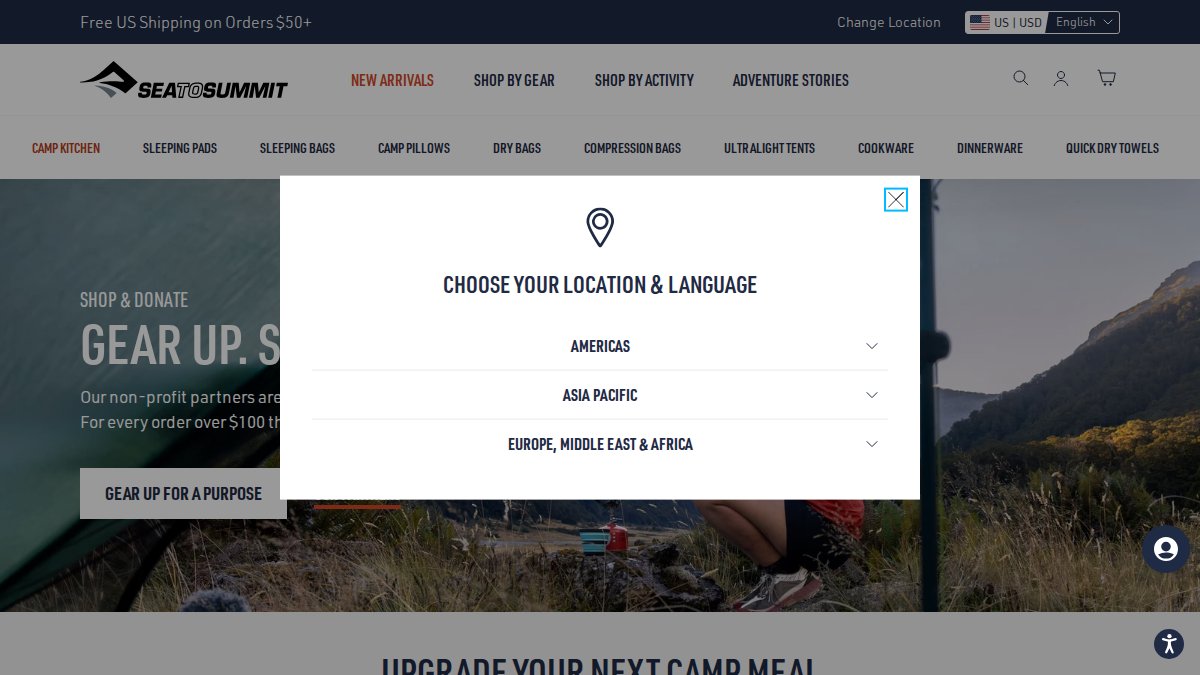 Screenshot of seatosummit.com interface