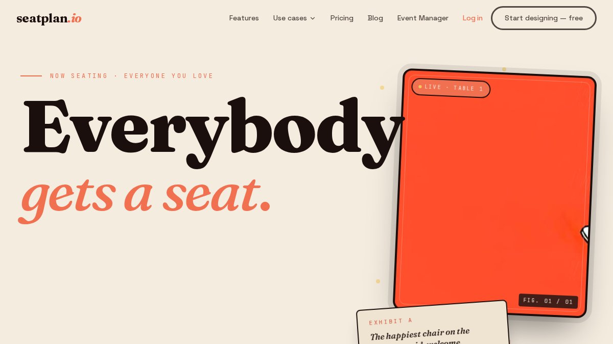 Screenshot of seatplan.io interface