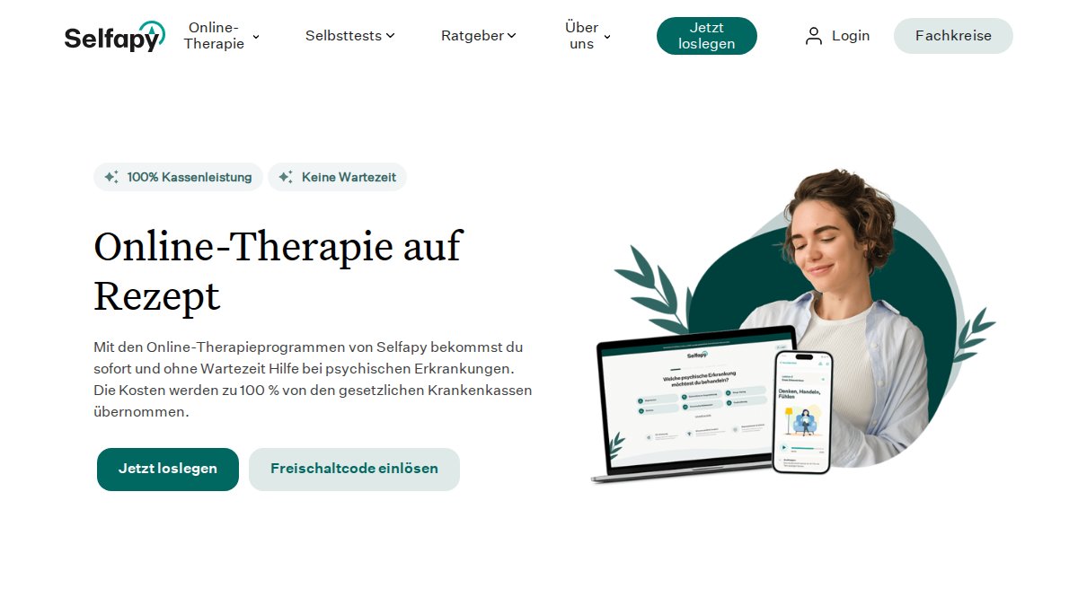 Screenshot of selfapy.com interface