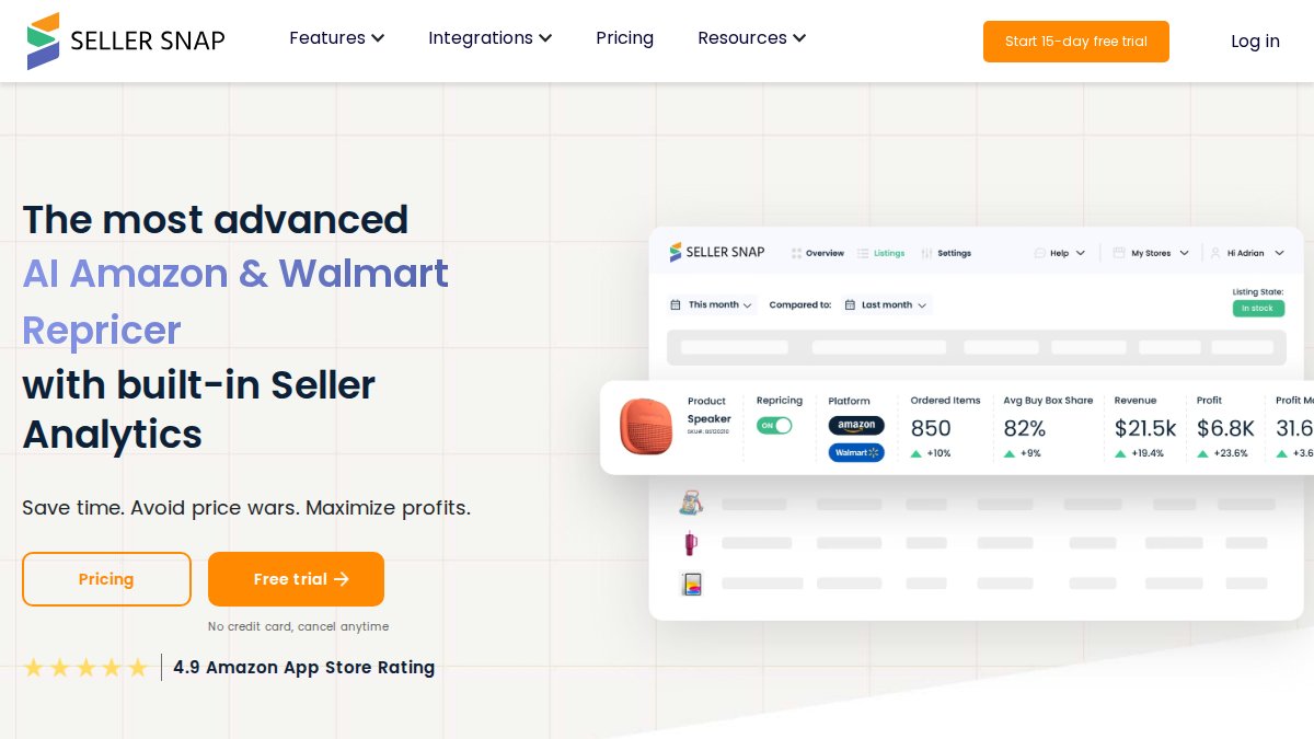 Screenshot of sellersnap.io interface