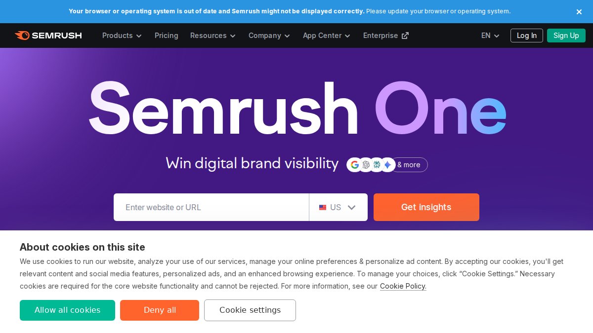 Screenshot of semrush.com interface