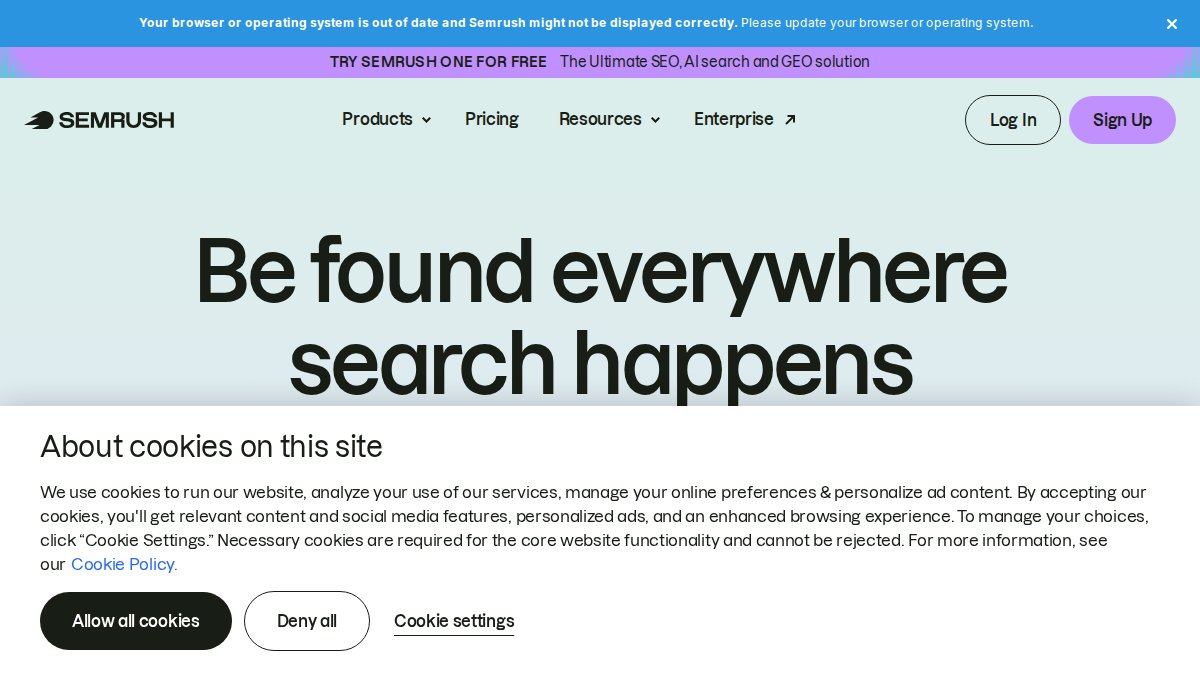 Screenshot of semrush.com interface