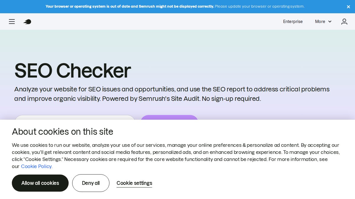 Screenshot of Siteaudit page on semrush.com