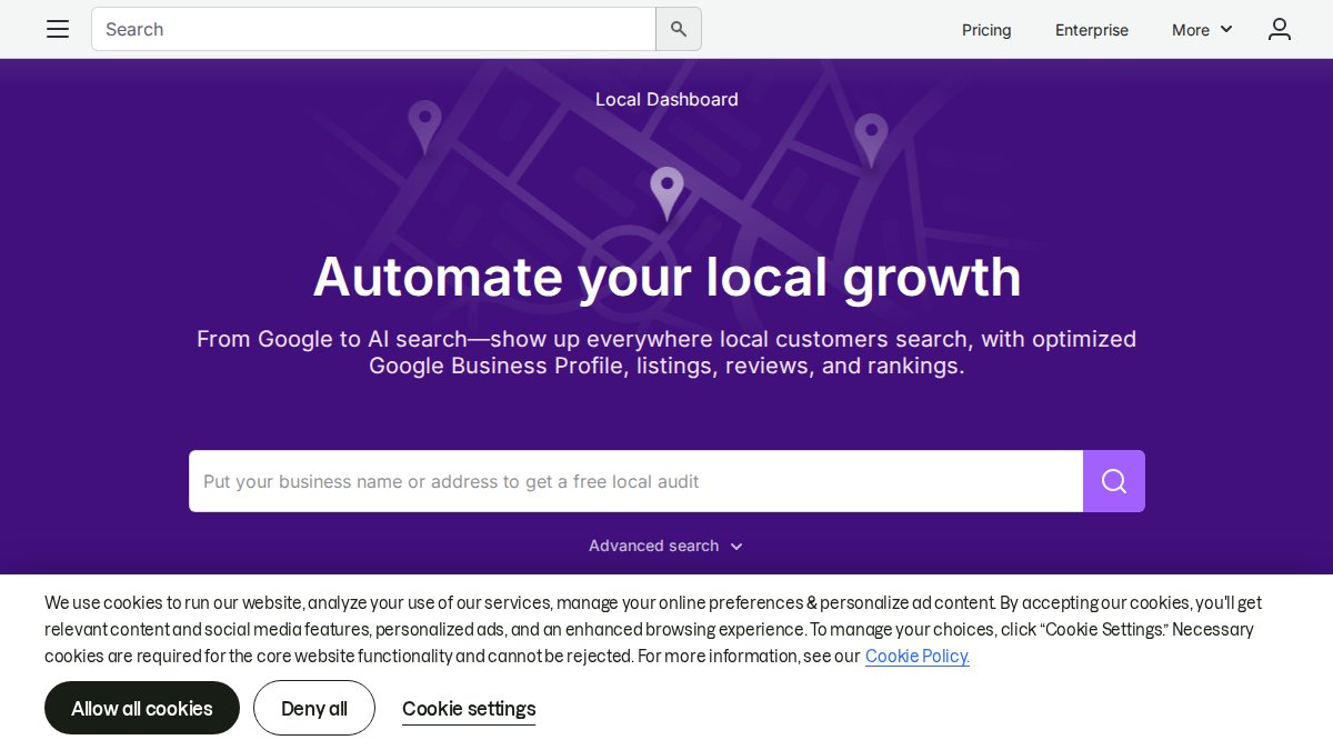 Screenshot of Local Seo page on semrush.com