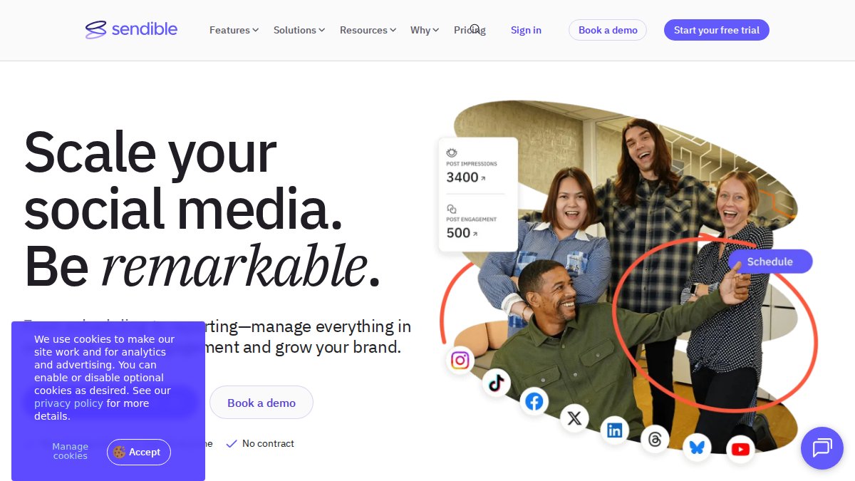 Screenshot of sendible.com interface