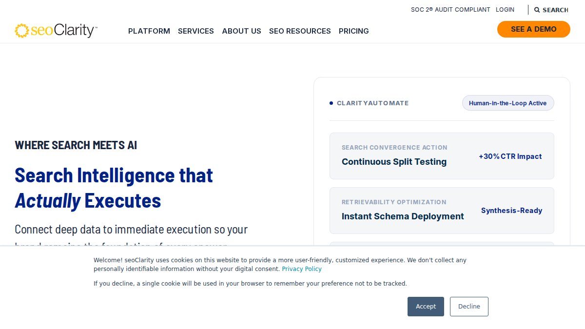 Screenshot of seoclarity.net interface