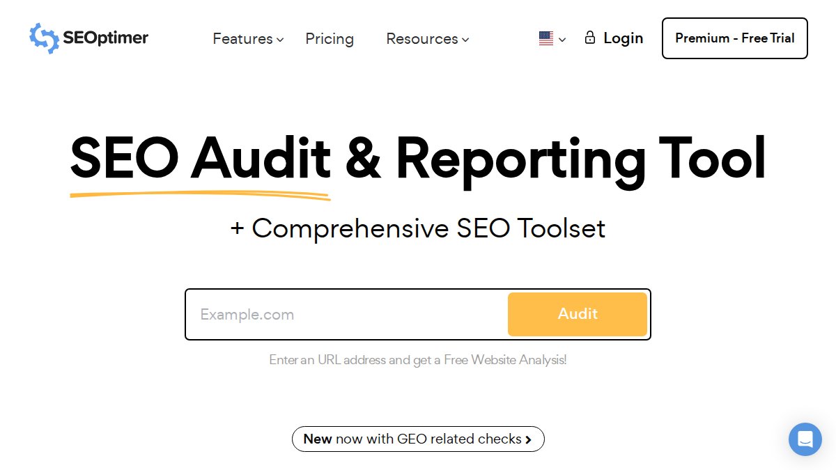 Screenshot of seoptimer.com interface