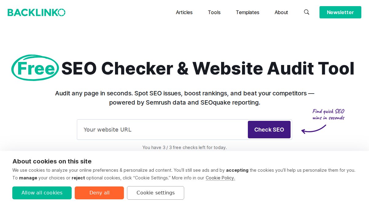 Screenshot of seoquake.com interface
